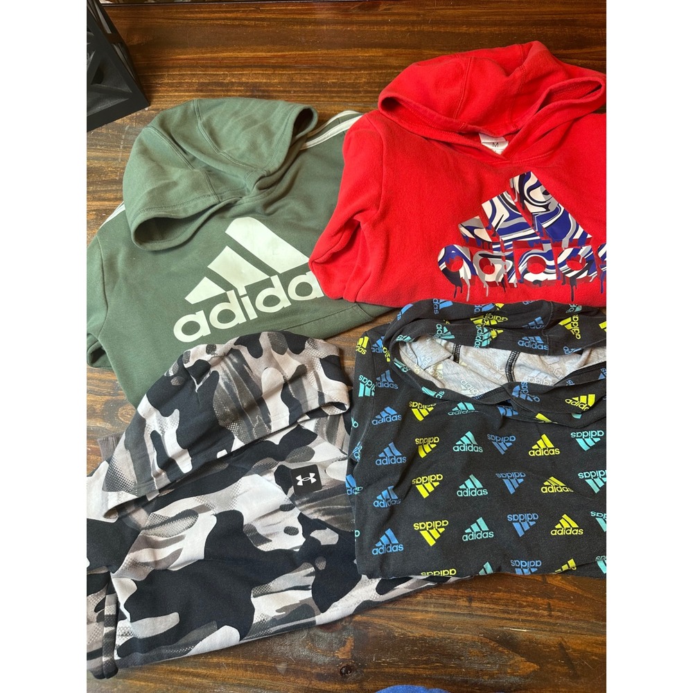 Kids Adidas‎ Under Armour Hoodie Bundle 4 Pack Size Medium 10-12 Camo Red Green